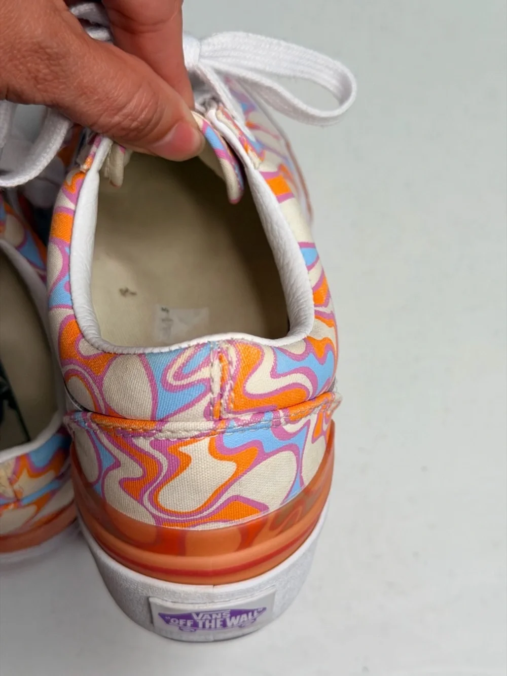 Vans Platform Lace-Up Sneakers in Orange, Pink, Cream Swirl